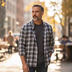 Ralph Lauren Black and White Plaid Flannel Shirt